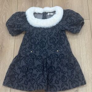 Janie and Jack Navy Floral Dress with White Collar